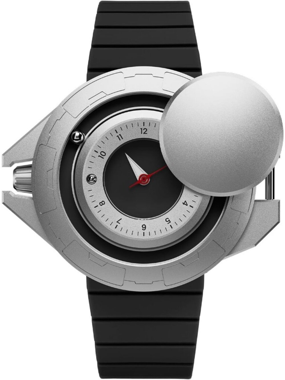 Men's Black Unique Rolling Track Analog Timepiece Quartz Waterproof Wrist Watch